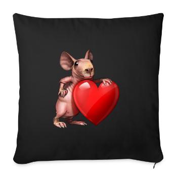 Skinny Pig Guinea Pig Love with Heart - Sofa pillow with filling 45cm x 45cm - black - Front