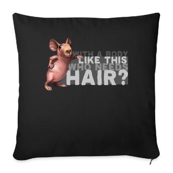 Tête chauve ironie drôle dicton - Coussin et housse de 45 x 45 cm - noir - Devant