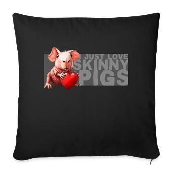 Skinny Pig Guinea Pig Love with Heart - Sofa pillow with filling 45cm x 45cm - black - Front