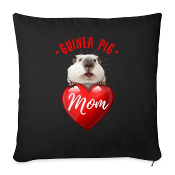 Cochon d’Inde Maman - Mère - Amour - Coussin et housse de 45 x 45 cm - noir - Devant
