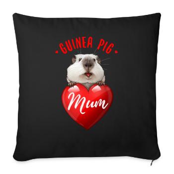 Cochon d’Inde Maman - Mère - Love Heart - Coussin et housse de 45 x 45 cm - noir - Devant