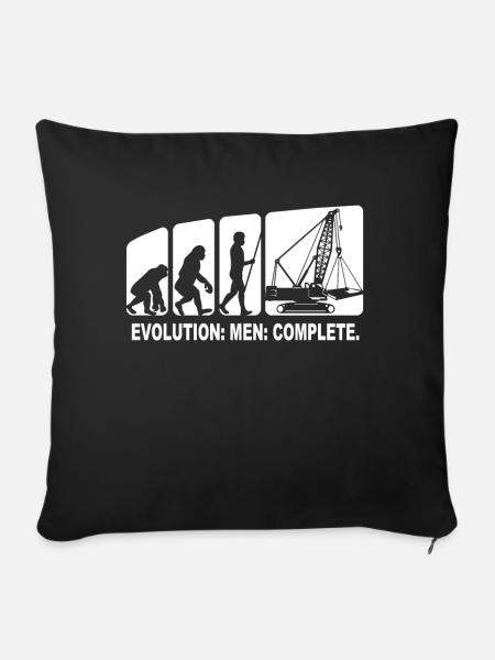 Kranführer Evolution Kranfahrer - Sofakissen mit Füllung 45 x 45 cm - Schwarz