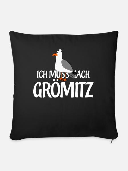 Ich muss nach Grömitz - Sofakissen mit Füllung 45 x 45 cm - Schwarz