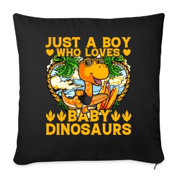 Juste un garçon qui aime les bébés dinosaures - Coussin et housse de 45 x 45 cm - noir - Devant