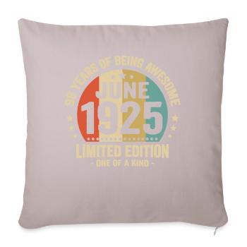 June 1925 98 years anniversary vintage gift idea - Sofa pillow with filling 45cm x 45cm - light taupe - Front