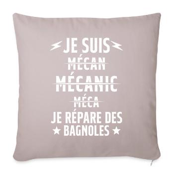 Je suis un Super Mecanicien - idée cadeau - Coussin et housse de 45 x 45 cm - taupe clair - Devant