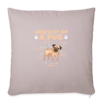 Pug - Sofa pillow with filling 45cm x 45cm - light taupe - Front