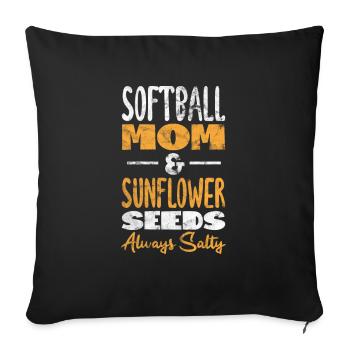 Maman de softball - Coussin et housse de 45 x 45 cm - noir - Devant