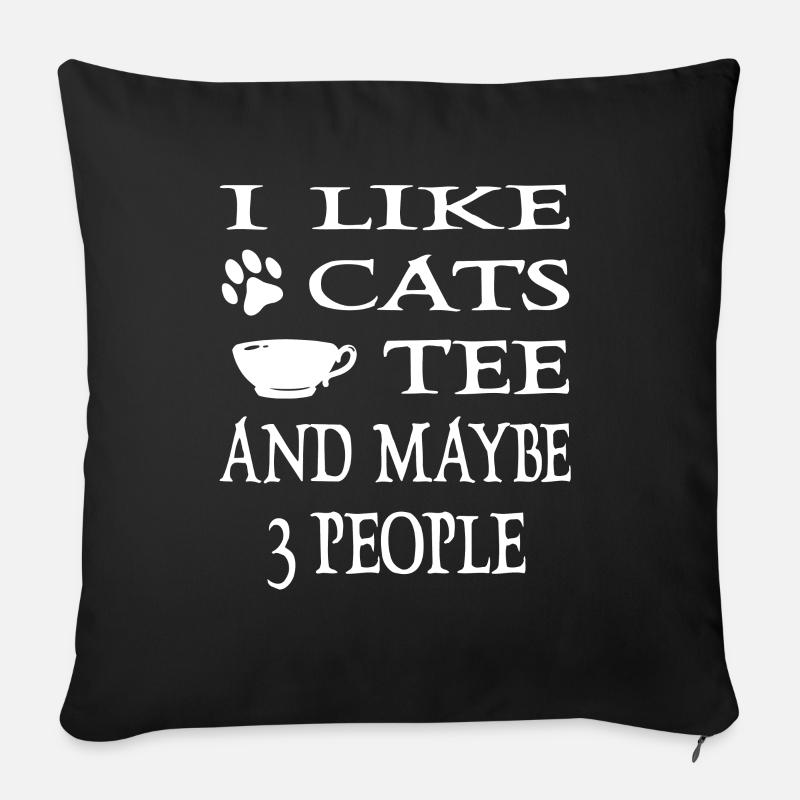 J’aime les chats tee et peut-être le propriétaire du chat amoureux des chats - Coussin et housse de 45 x 45 cm - noir