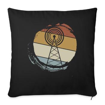 Radio amateur Antenne Radio - Coussin et housse de 45 x 45 cm - noir - Devant