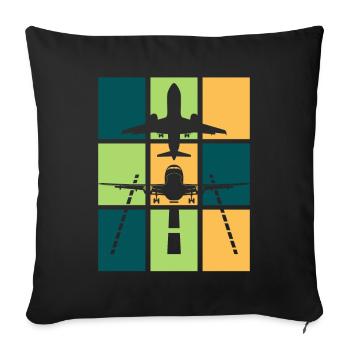 Planespotter Pilot retro Planespotting - Sofa pillow with filling 45cm x 45cm - black - Front