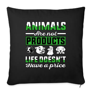 Les animaux ne sont pas des produits La vie n’a pas de prix - Coussin et housse de 45 x 45 cm - noir - Devant