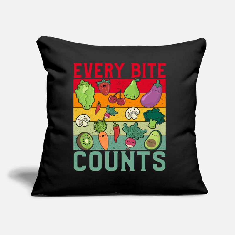 Chaque bouchée compte végétalien Coussin et housse de 45 x 45 cm
