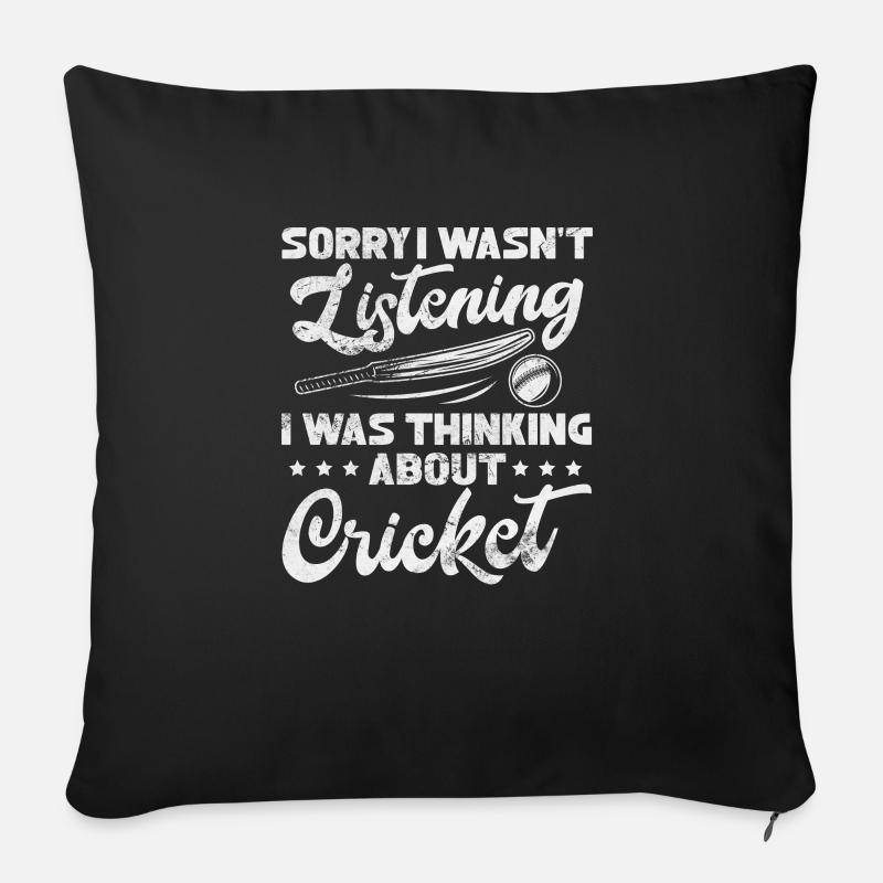 Cricket Sport Cricketschläger Team Geschenk - Sofakissen mit Füllung 45 x 45 cm - Schwarz