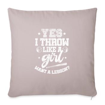 Fille de softball - Coussin et housse de 45 x 45 cm - taupe clair - Devant