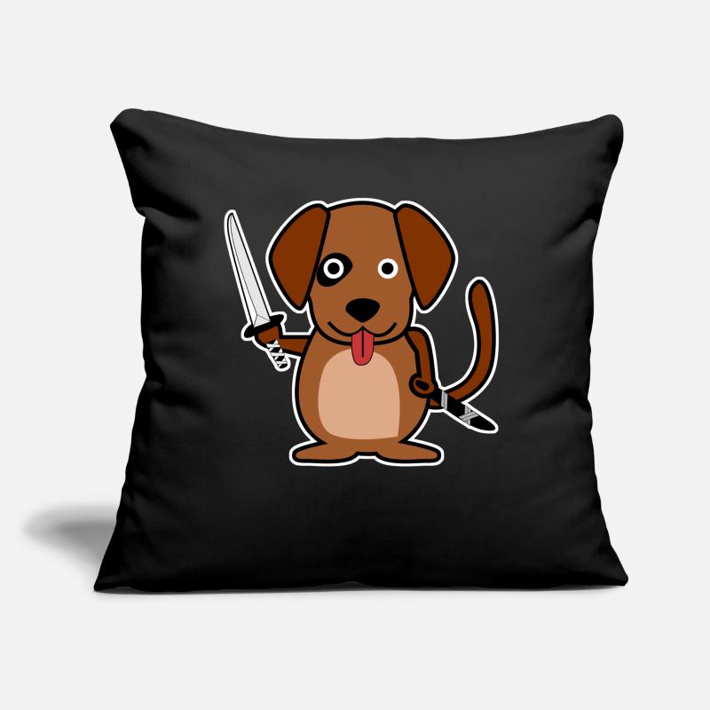 Katana Chien Samouraï Épée Ninja Épée Coussin et housse de 45 x 45 cm