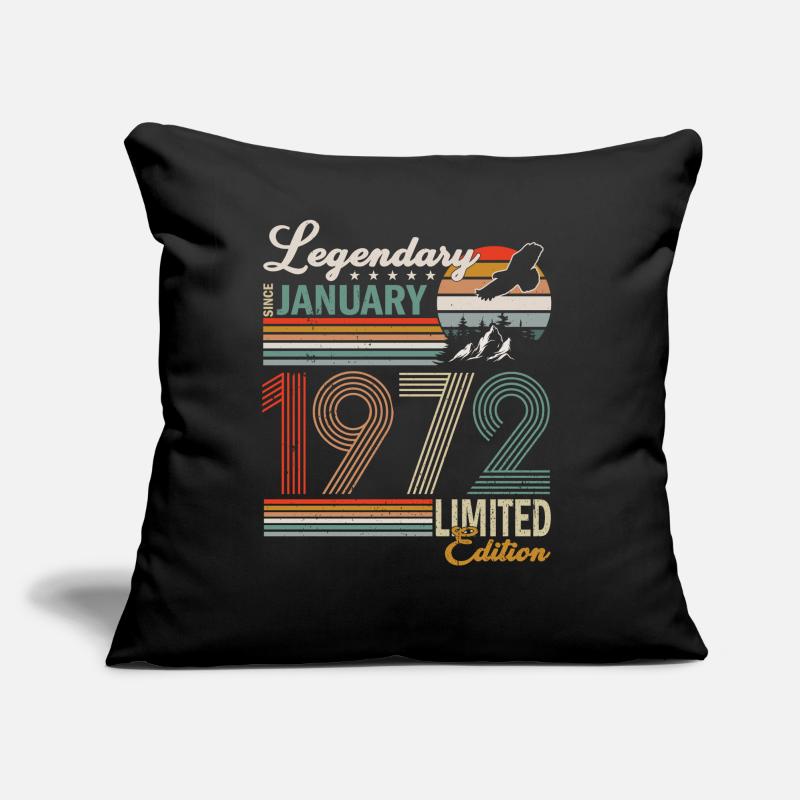 Oldtimer Janvier 1972 Né Anniversaire Coussin et housse de 45 x 45 cm