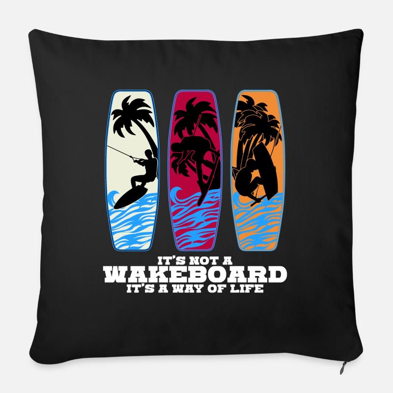 Wakeboard Wakeboarder Wakeboards - Sofakissen mit Füllung 45 x 45 cm - Schwarz