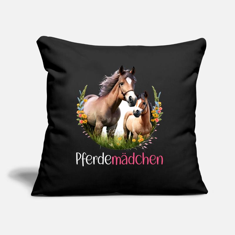 Pferdemädchen Pferdeshirt Süß Pferd Blumen Mädchen Sofakissen mit Füllung 45 x 45 cm