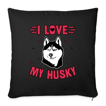 J’aime mon husky - Coussin et housse de 45 x 45 cm - noir - Devant