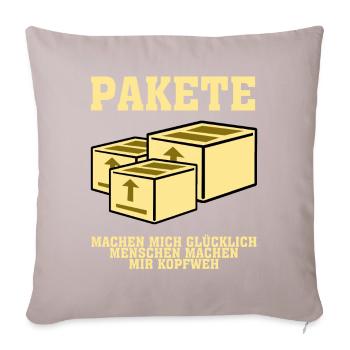 Paketzusteller Paket Paketbote Pakete - Sofakissen mit Füllung 45 x 45 cm - helles Taupe - Vorne