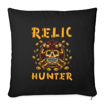 Chasseur de reliques pour les chasseurs de trésors amateurs - Coussin et housse de 45 x 45 cm - noir - Devant