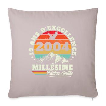 Vintage 2004 19 years birthday gift - Sofa pillow with filling 45cm x 45cm - light taupe - Front