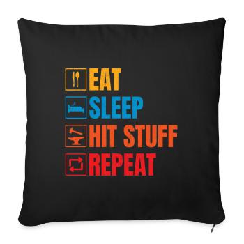 Eat Sleep Hit Stuff Repeat Metalsmith Gift Idea - Sofa pillow with filling 45cm x 45cm - black - Front