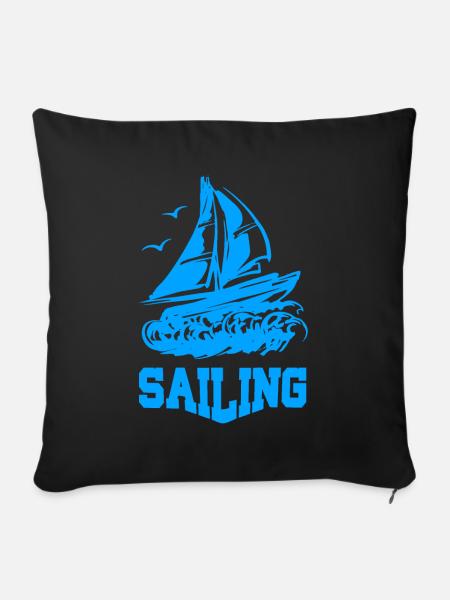 SAILING BOAT SAIL SHIP SEGELSCHIFF - Sofakissen mit Füllung 45 x 45 cm - Schwarz