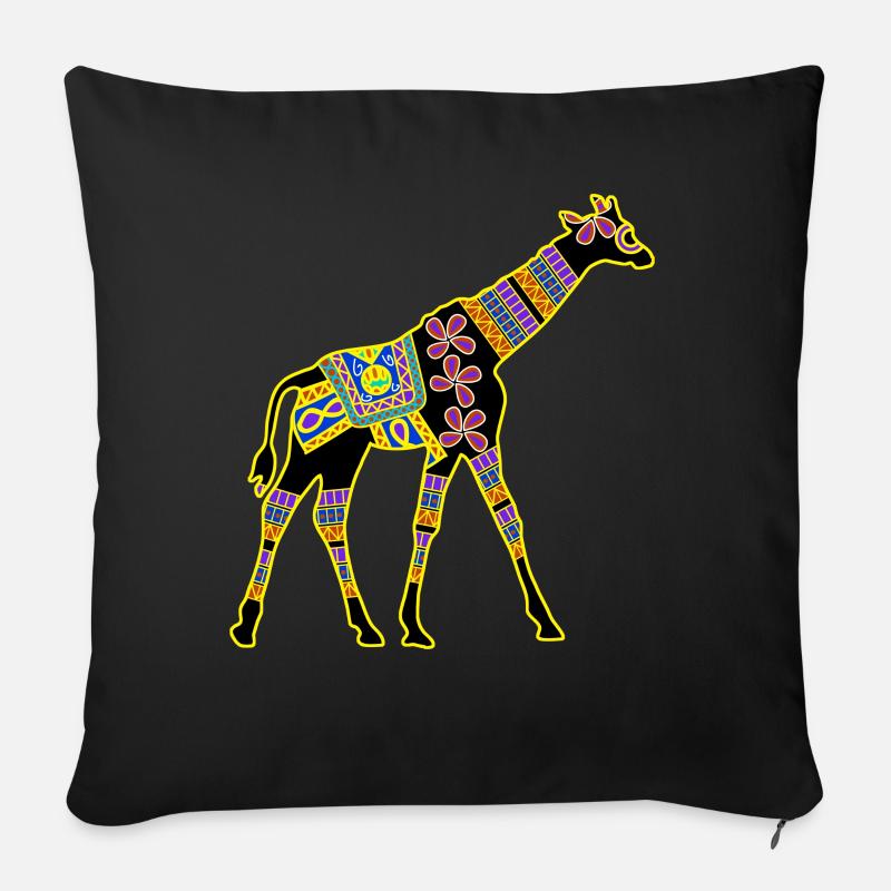 Giraffe Muster Giraffen - Sofakissen mit Füllung 45 x 45 cm - Schwarz
