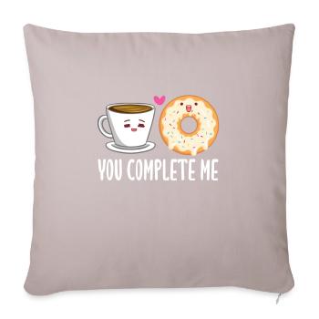 Café Donut Caféine Espresso Barista Cadeau - Coussin et housse de 45 x 45 cm - taupe clair - Devant