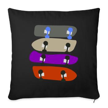 Longboard Skateboard Longboarder - Sofa pillow with filling 45cm x 45cm - black - Front