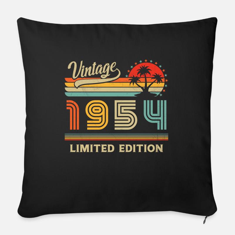 Original 1954 Vintage Retro Jubiläumsgeschenk - Sofakissen mit Füllung 45 x 45 cm - Schwarz