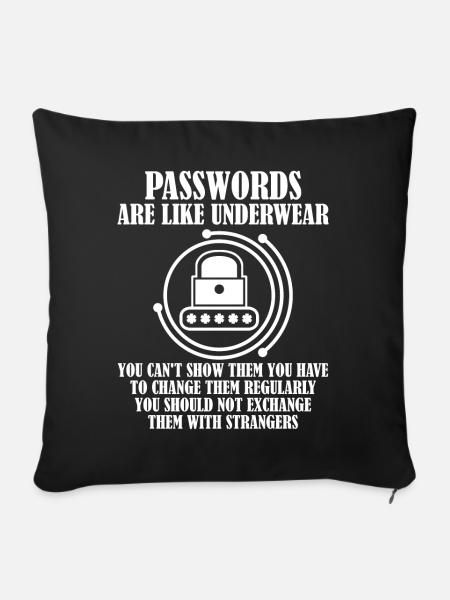 Admin Spruch Passwort Programmierer - Sofakissen mit Füllung 45 x 45 cm - Schwarz