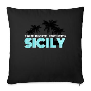 Vacances en Sicile - Coussin et housse de 45 x 45 cm - noir - Devant