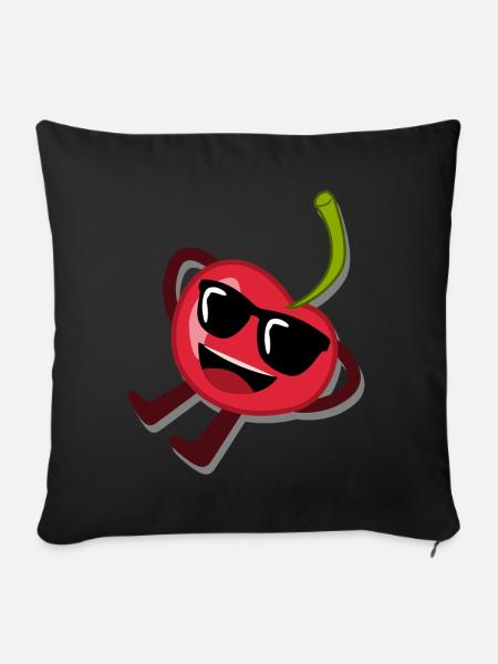 Kirsche mit Sonnenbrille Kirschen - Sofakissen mit Füllung 45 x 45 cm - Schwarz