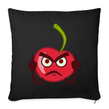 La cerise aigre montre un doigt d’honneur - Coussin et housse de 45 x 45 cm - noir - Devant