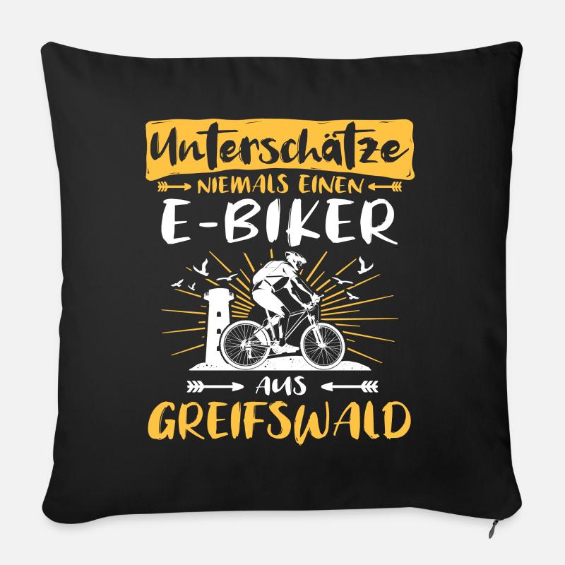 Ebike Greifswald Ebiking Greifswalder E-Biker - Sofakissen mit Füllung 45 x 45 cm - Schwarz
