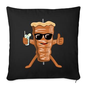 Doner kebab with sunglasses kebab skewer - Sofa pillow with filling 45cm x 45cm - black - Front