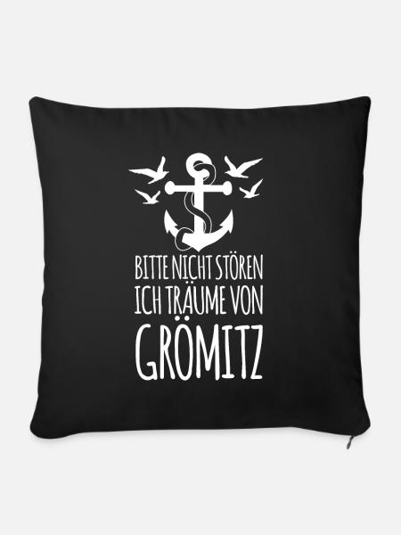 Urlaub in Grömitz - Sofakissen mit Füllung 45 x 45 cm - Schwarz