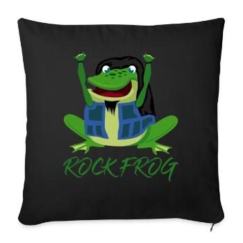 Frosch Rockmusik Frösche - Sofakissen mit Füllung 45 x 45 cm - Schwarz - Vorne