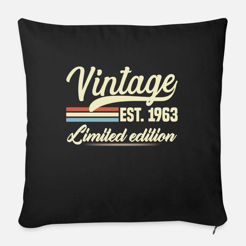1963 Vintage 1963 Geburtstagsgeschenk - Sofakissen mit Füllung 45 x 45 cm - Schwarz