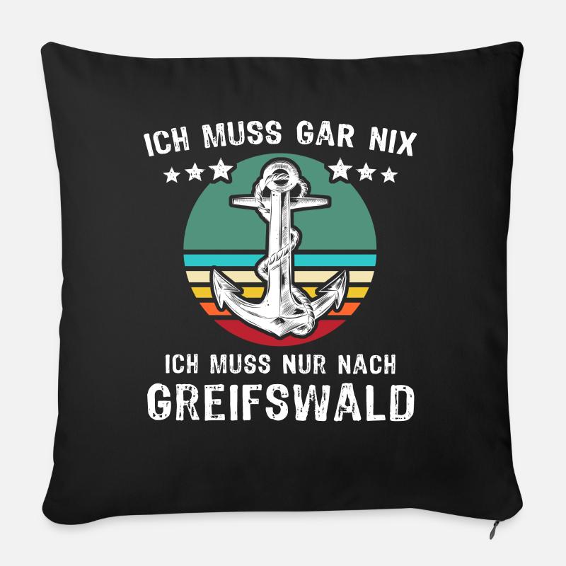 Greifswald Urlaub - Sofakissen mit Füllung 45 x 45 cm - Schwarz