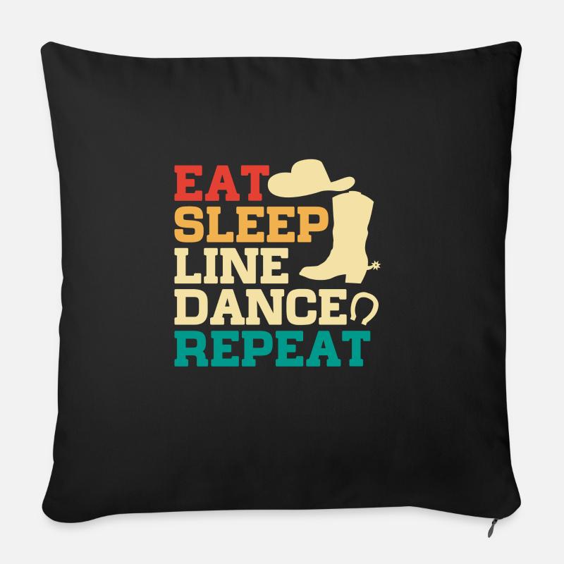 Linedance Country Line Dancer Linedancing Geschenk - Sofakissen mit Füllung 45 x 45 cm - Schwarz