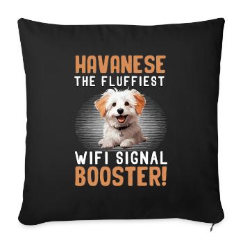 Le bichon havanais est l’amplificateur de signal wifi le plus moelleux - Coussin et housse de 45 x 45 cm - noir - Devant