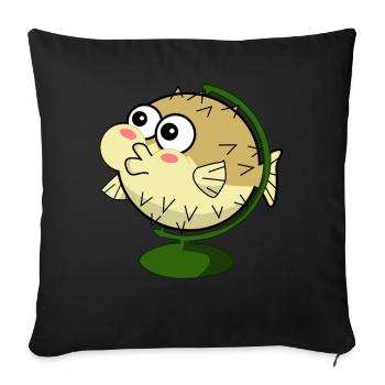 Drôle de poisson-globe - Coussin et housse de 45 x 45 cm - noir - Devant