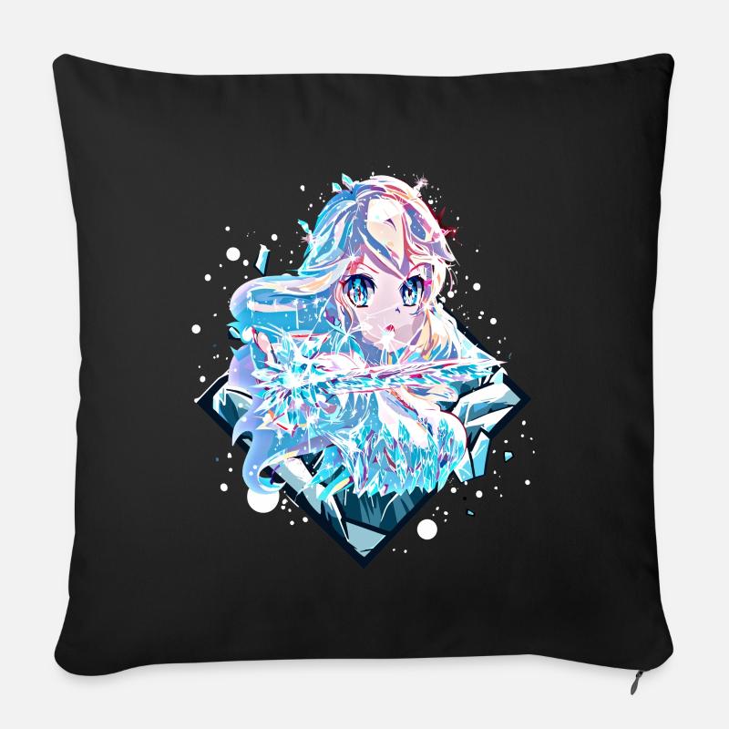 Anime Eisprinzessin - Sofakissen mit Füllung 45 x 45 cm - Schwarz