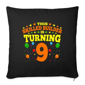9th birthday Boy Brick Builder 9 Years Old Gifts - Sofakissen mit Füllung 45 x 45 cm - Schwarz - Vorne