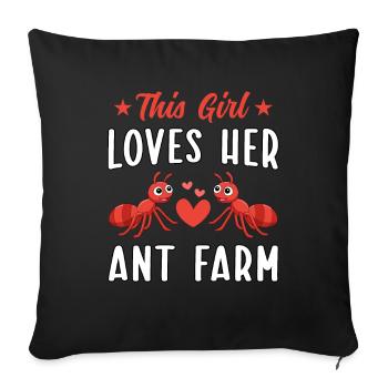 Cette fille adore sa ferme de fourmis - Coussin et housse de 45 x 45 cm - noir - Devant