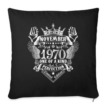 Novembre 1970 anniversaire Novembre 1970 Novembre - Coussin et housse de 45 x 45 cm - noir - Devant